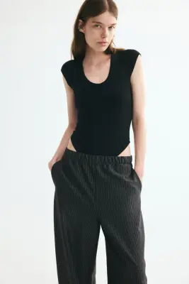 Pantalon barrel en jersey romanite - Noir — photo 1
