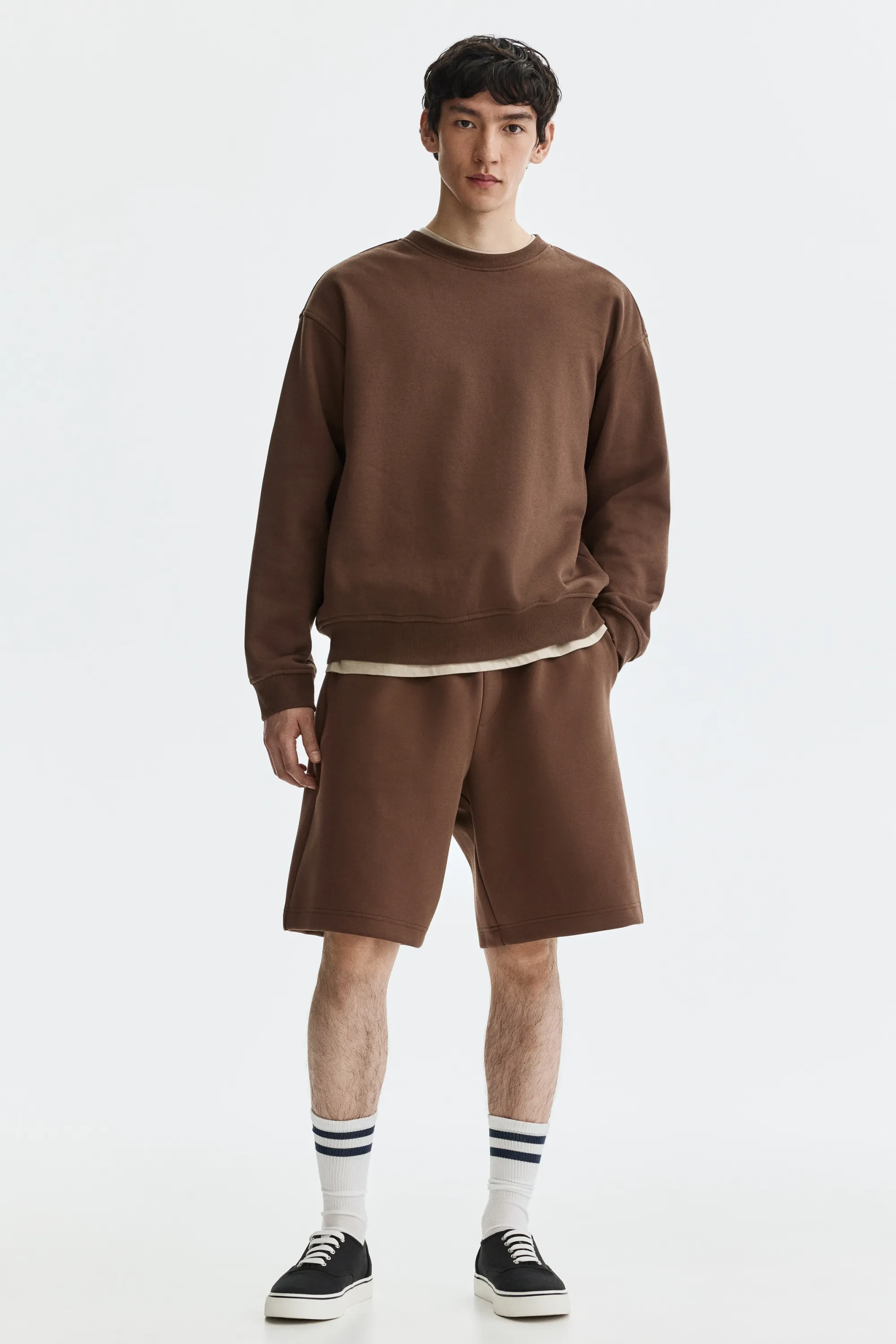 Short Relaxed Fit en interlock - Marron