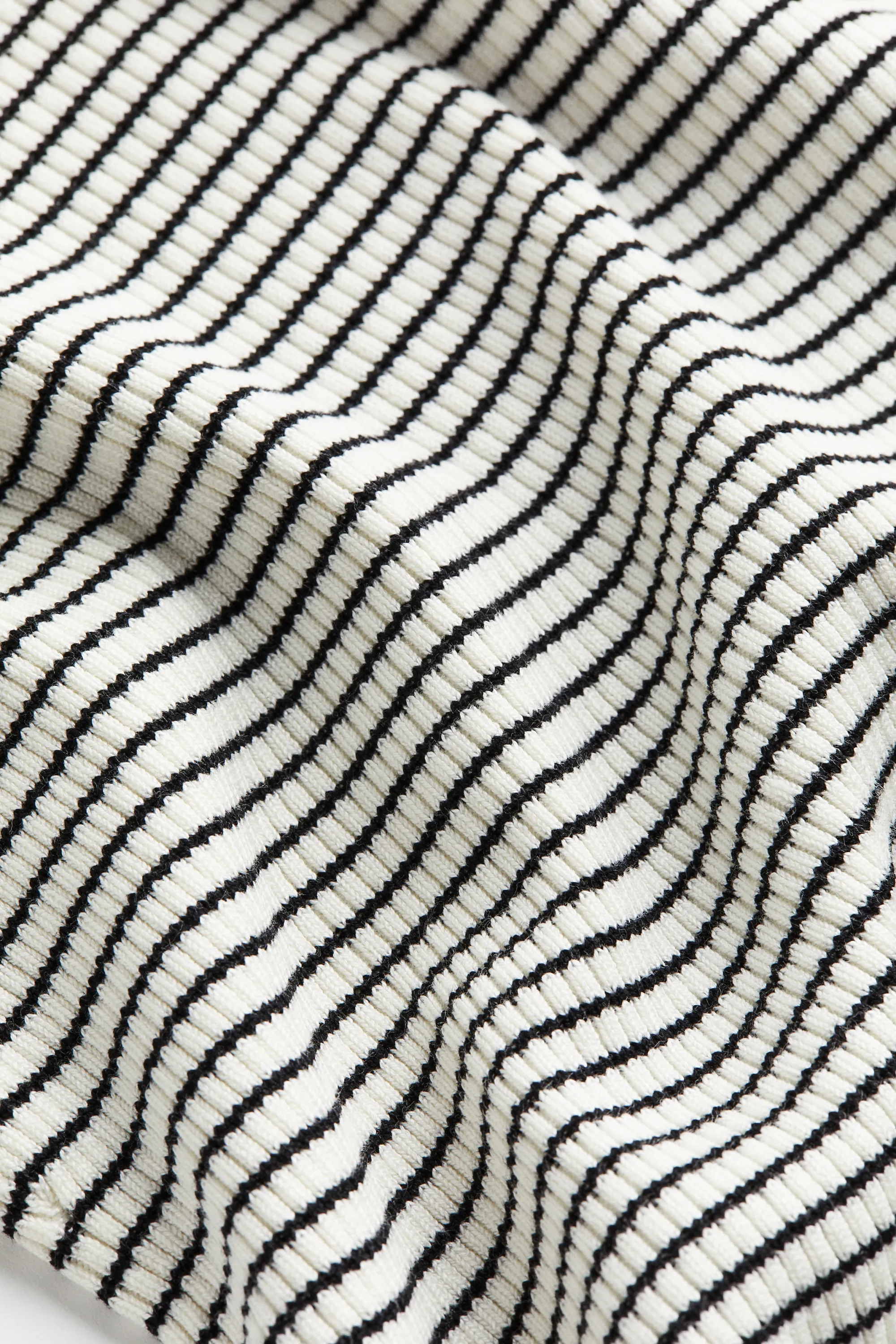 Top en maille côtelée - Blanc/rayures noires