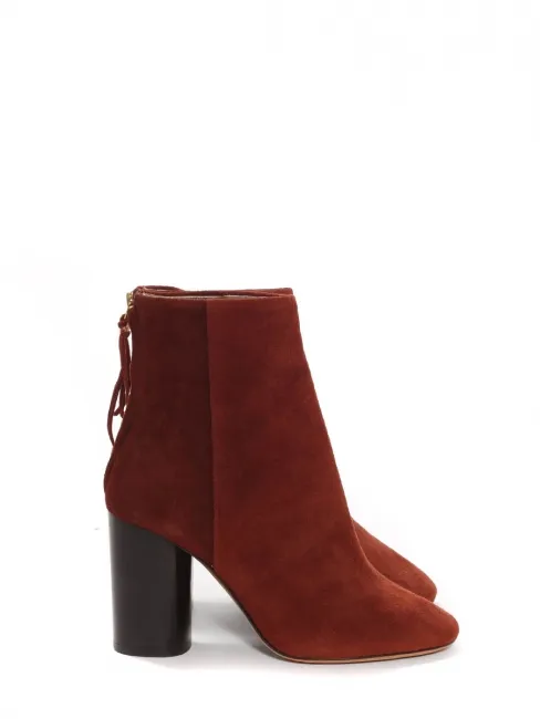 Bottines à talon épais GARETT en suède rouge bordeaux Prix boutique 709€ Taille 35