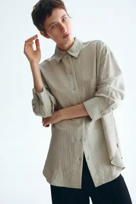 Chemise oversize - Beige kaki/rayures tennis — photo 2
