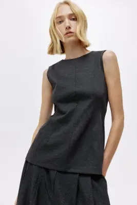 Top péplum en jersey romanite - Gris foncé chiné — photo 1