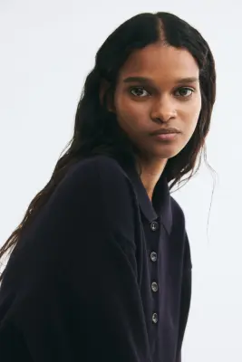 Robe polo en maille - Bleu marine — photo 2