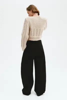 Veste en coton façon crochet - Crème — photo 3