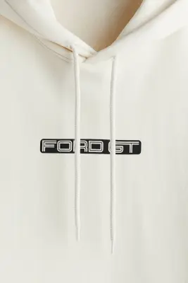 Hoodie imprimé Loose Fit - Blanc/Ford — photo 4