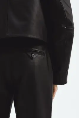 Pantalon en cuir - Noir — photo 2