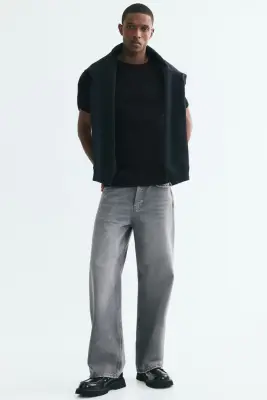 T-shirt côtelé Slim Fit - Noir — photo 2