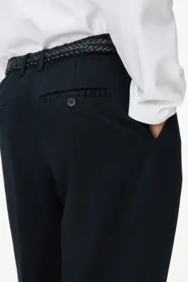 Pantalon large Loose Fit en lin mélangé - Noir — photo 2
