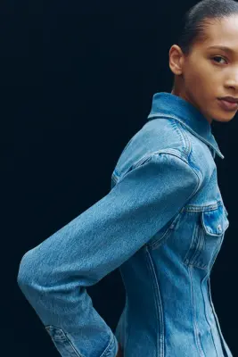 Veste sablier en denim - Bleu denim clair — photo 3
