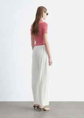 Pantalon large - Blanc — photo 4