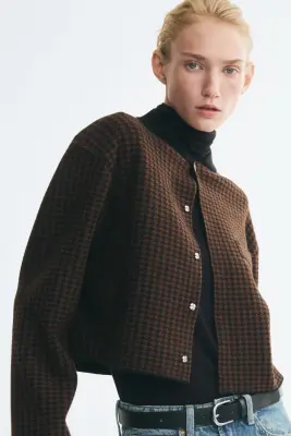 Gilet à épaulettes - Marron/motif pied-de-poule — photo 2