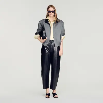 Pantalon barell en cuir
