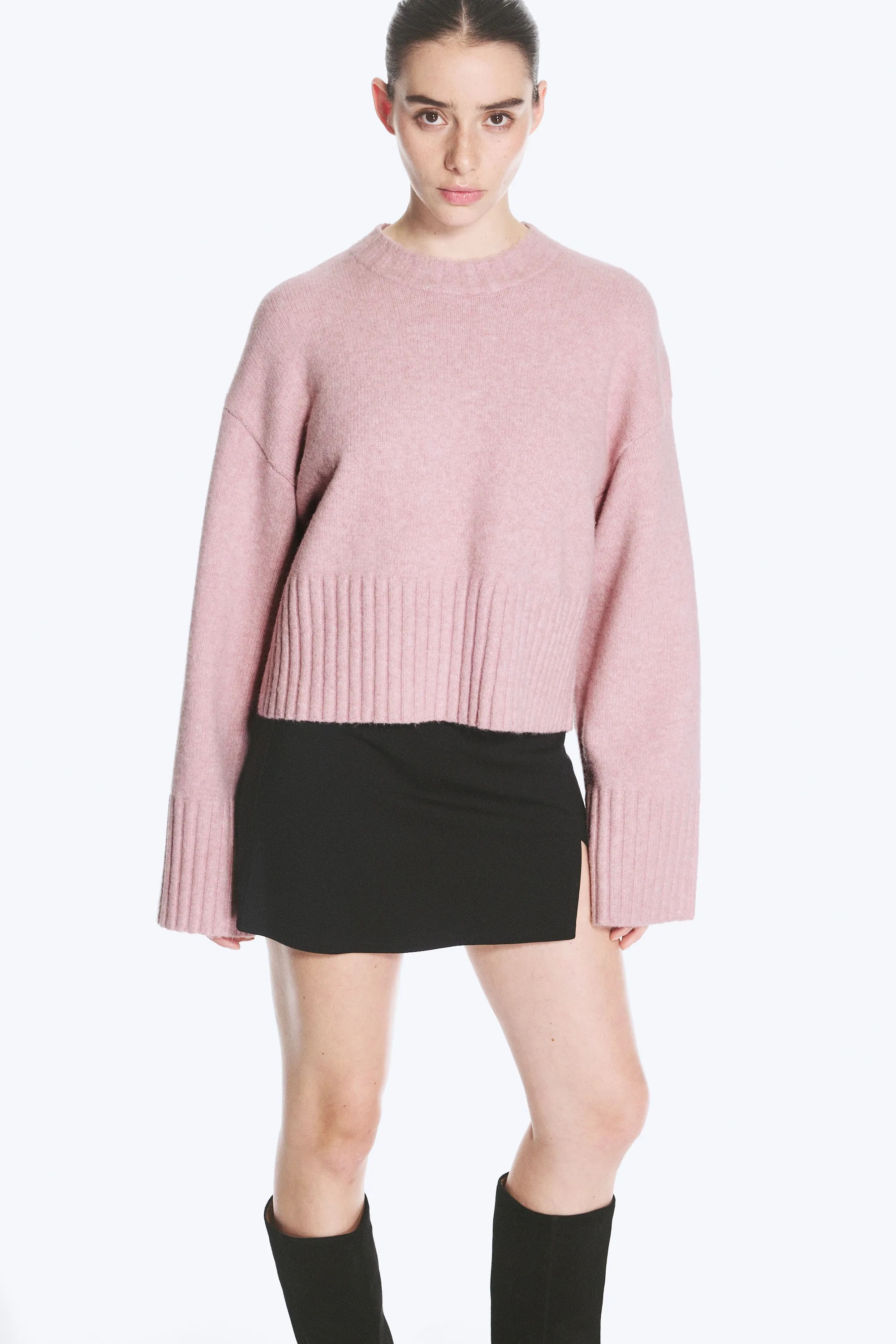 Pull oversize en maille - Rose poudré clair