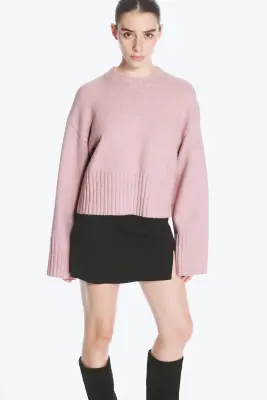 Pull oversize en maille - Rose poudré clair — photo 1