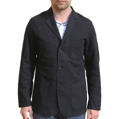 Veston workwear en croisé en coton bio 1G/24 - Noir
