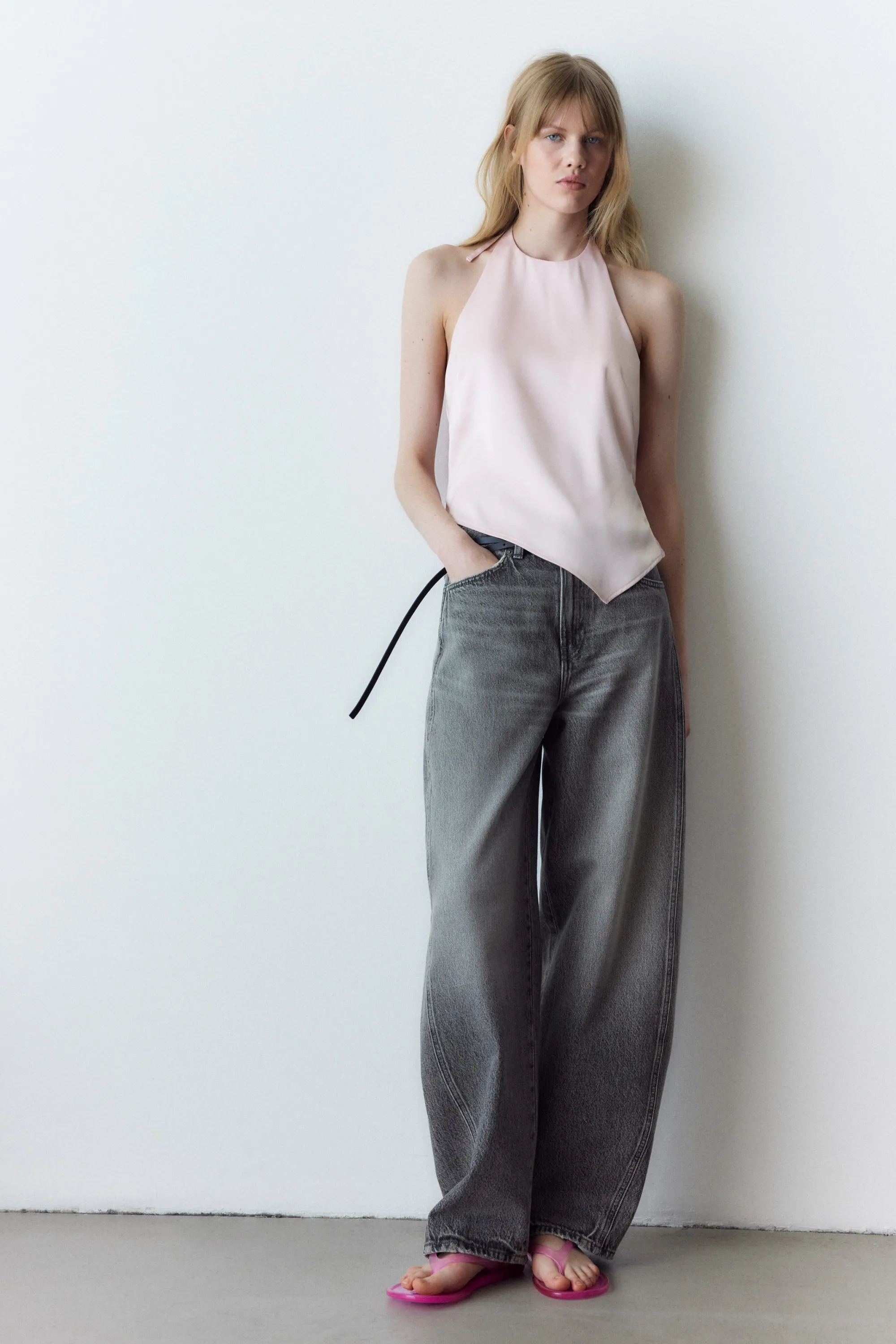 Top asymétrique avec dos nu - Rose clair