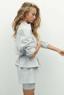 Veste zippée en molleton - Gris clair chiné — photo 3