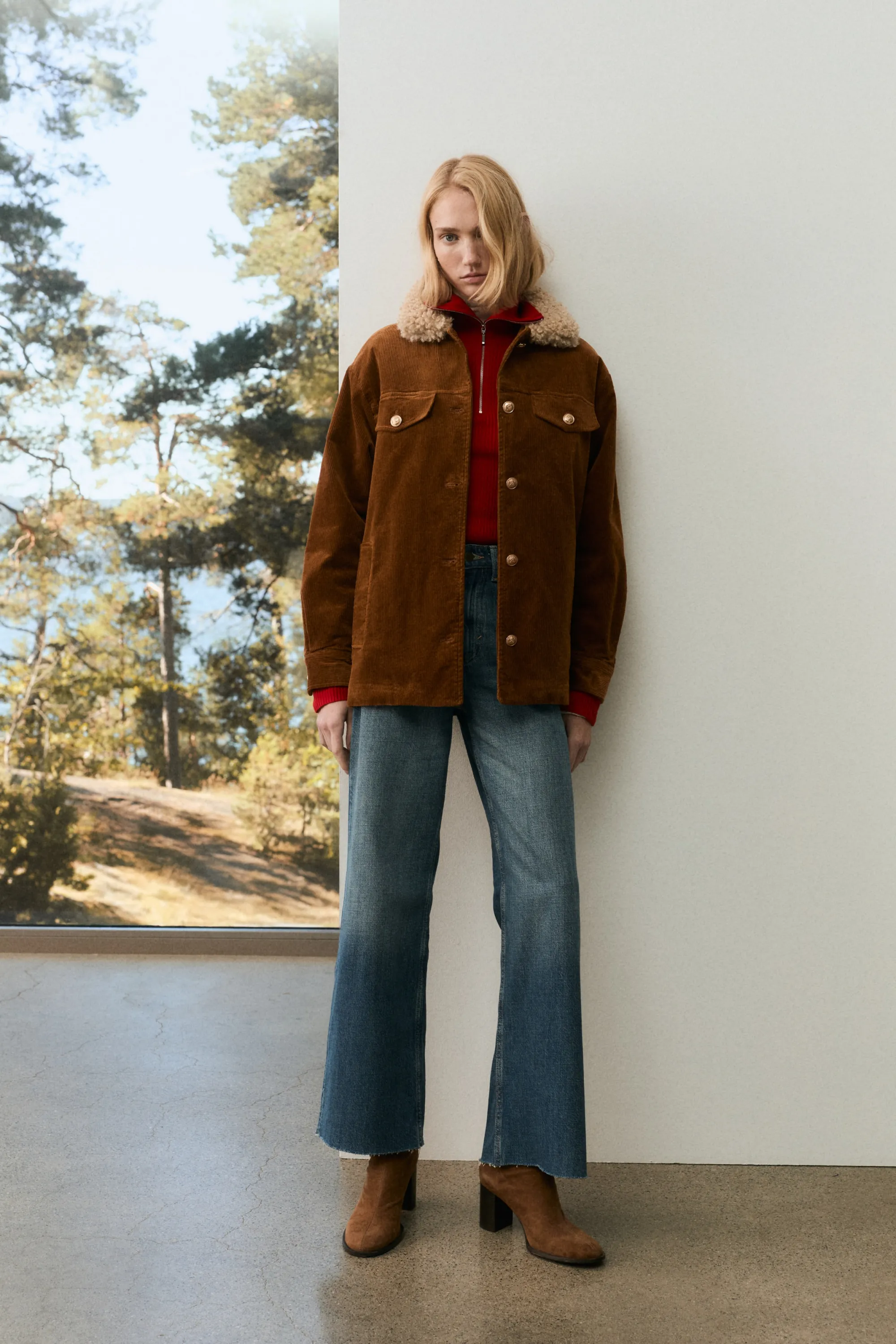 Veste matelassée en velours côtelé - Brown