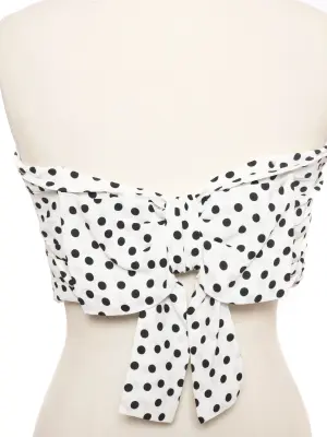 Top bustier blanc à pois noir Prix boutique 690€ Taille 40 — photo 2