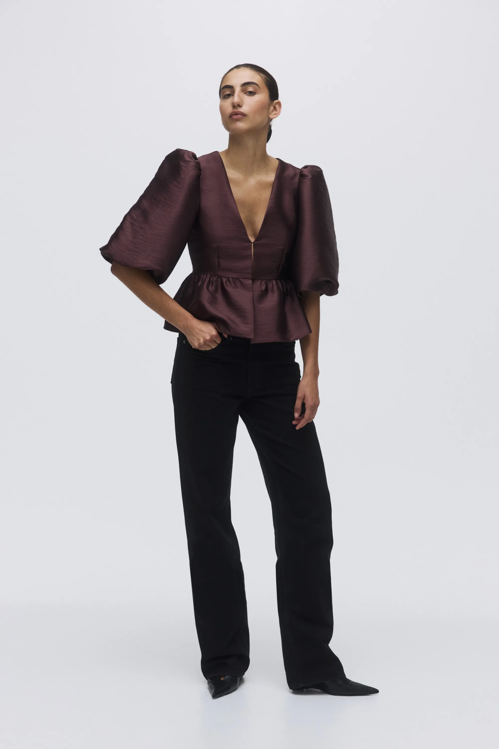Blouse péplum - Bordeaux