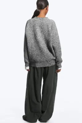 Pull en maille à col rond et coupe ample - Gris chiné — photo 2