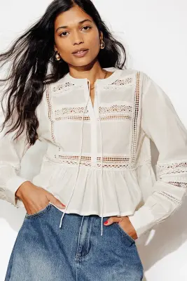 Blouse détail dentelle Femme — photo 2