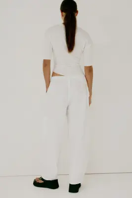 Top en modal avec panneaux drapés - Blanc — photo 3