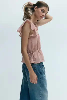 Blouse avec dentelle - Rose ancien — photo 3