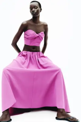 Jupe maxi en viscose mélangée - Violet vif — photo 2