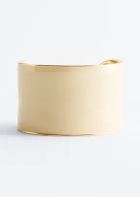 Bracelet manchette bicolore - Crème/Doré — photo 2