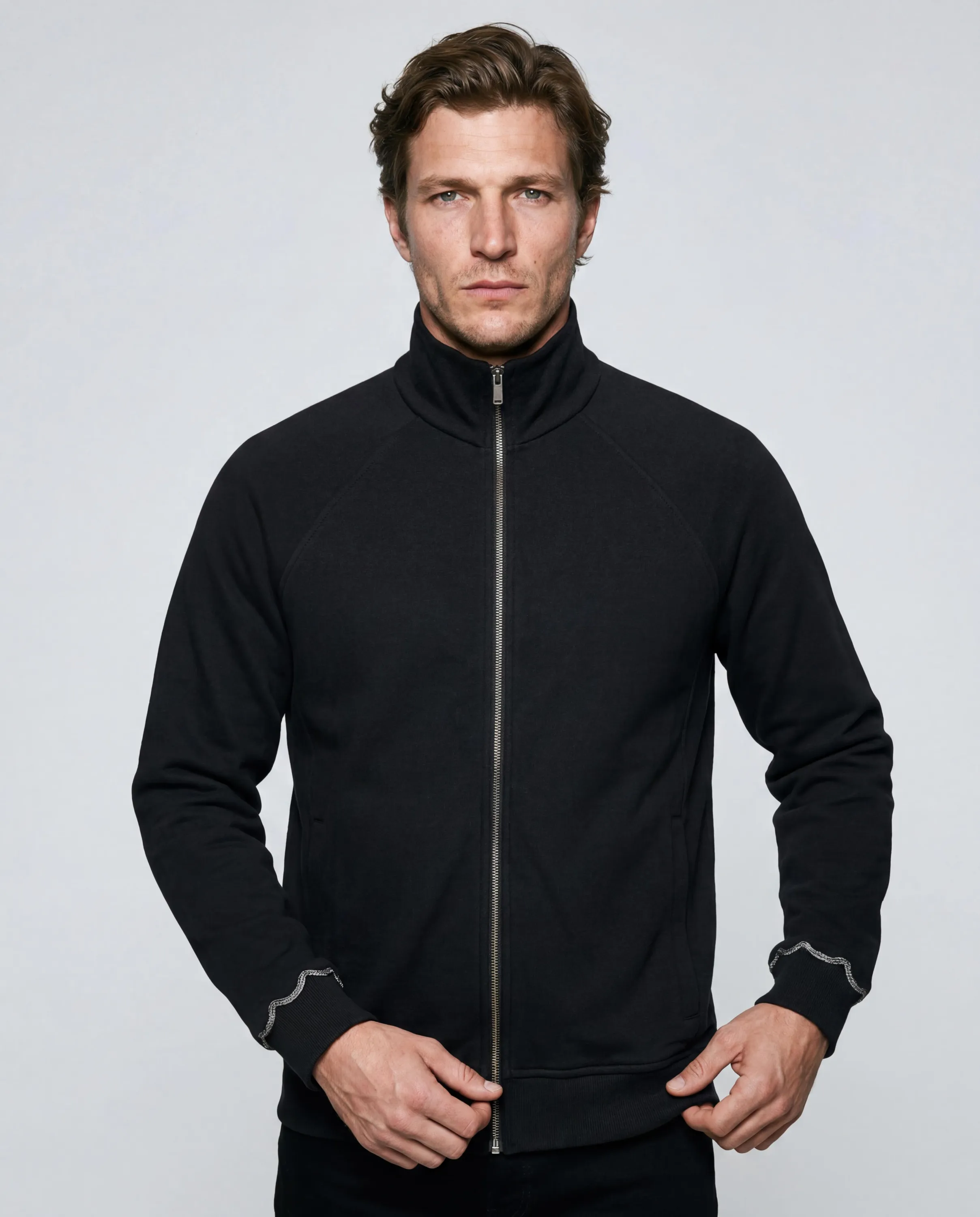 Veste Noir Col Veste Manches Longues en Coton organique / Coton
