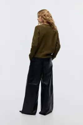 Pull ornementé - Vert kaki foncé — photo 3