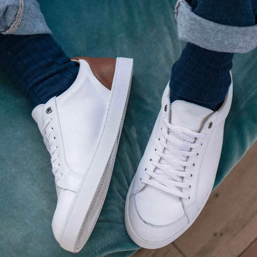 Baskets impact blanches et camel