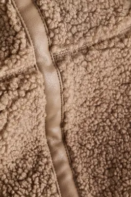Veste oversize en tissu Teddy bear - Taupe foncé — photo 5