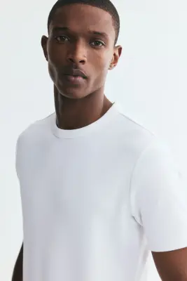 T-shirt côtelé Slim Fit - Blanc — photo 2