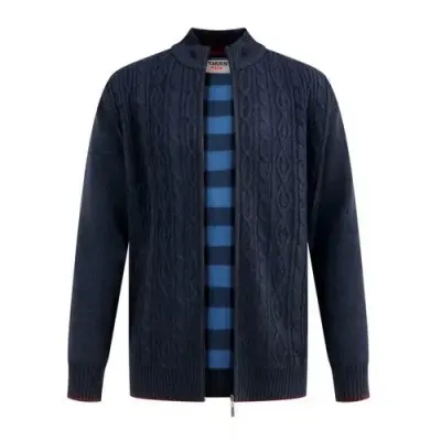 DUKE GILET TORSADE GRANDE LONGUEUR Marine — photo 1