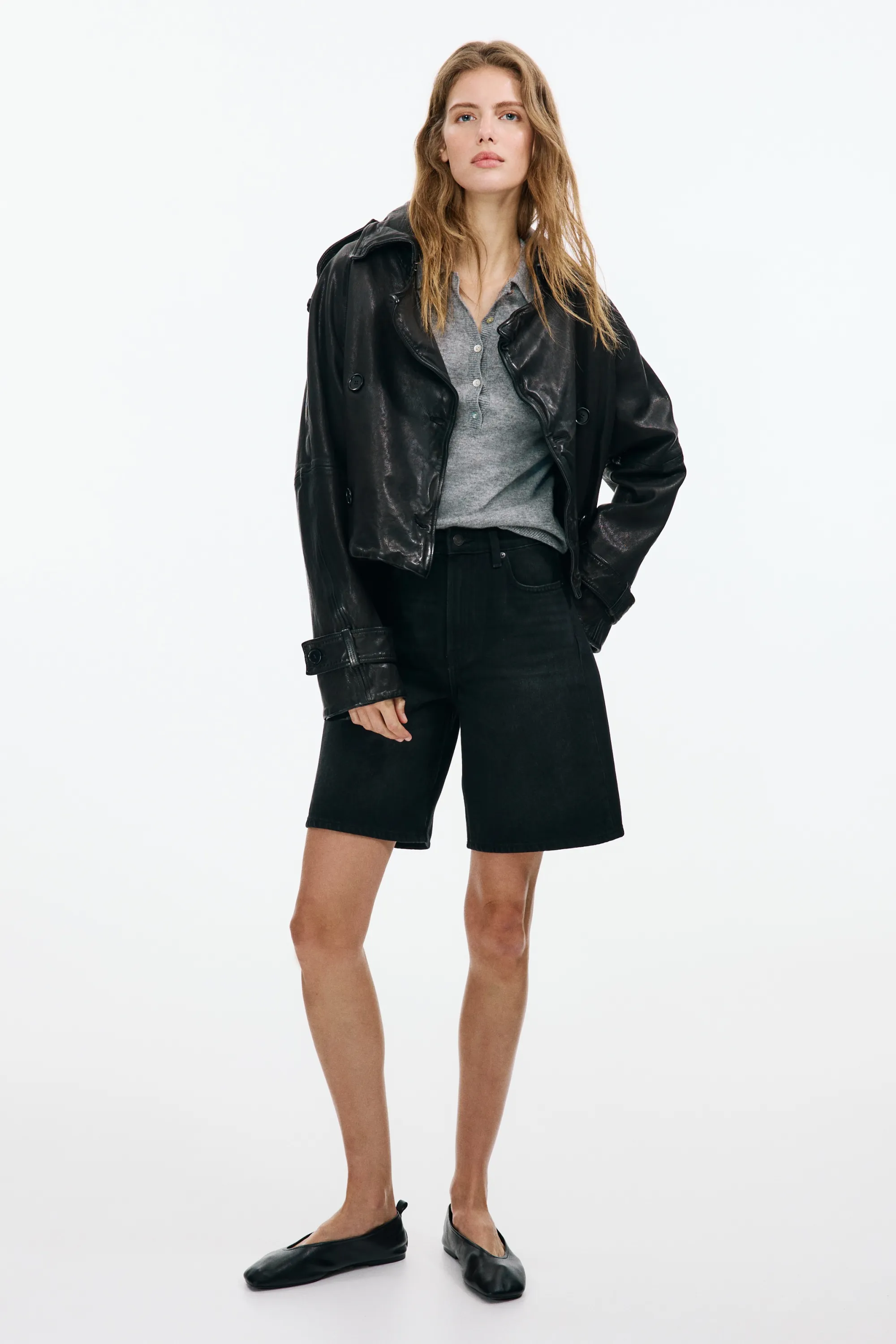Short Bermuda en denim - Gris foncé