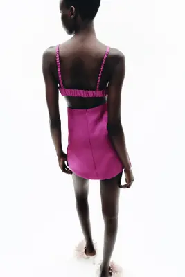Robe en satin avec dos décolleté - Violet vif — photo 3