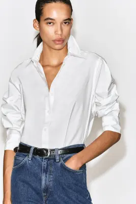 CHEMISE CLASSIQUE EN POPELINE DE COTON - BLANC — photo 3