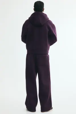 Veste à capuche zippée Loose Fit en scuba - Violet foncé — photo 3