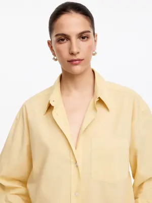 Chemise en popeline de coton - Jaune — photo 3