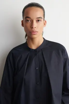 CHEMISE COTON COL OFFICIER - BLEU MARINE — photo 3