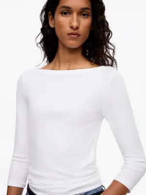 Boat-Neck Top - Blanc — photo 3