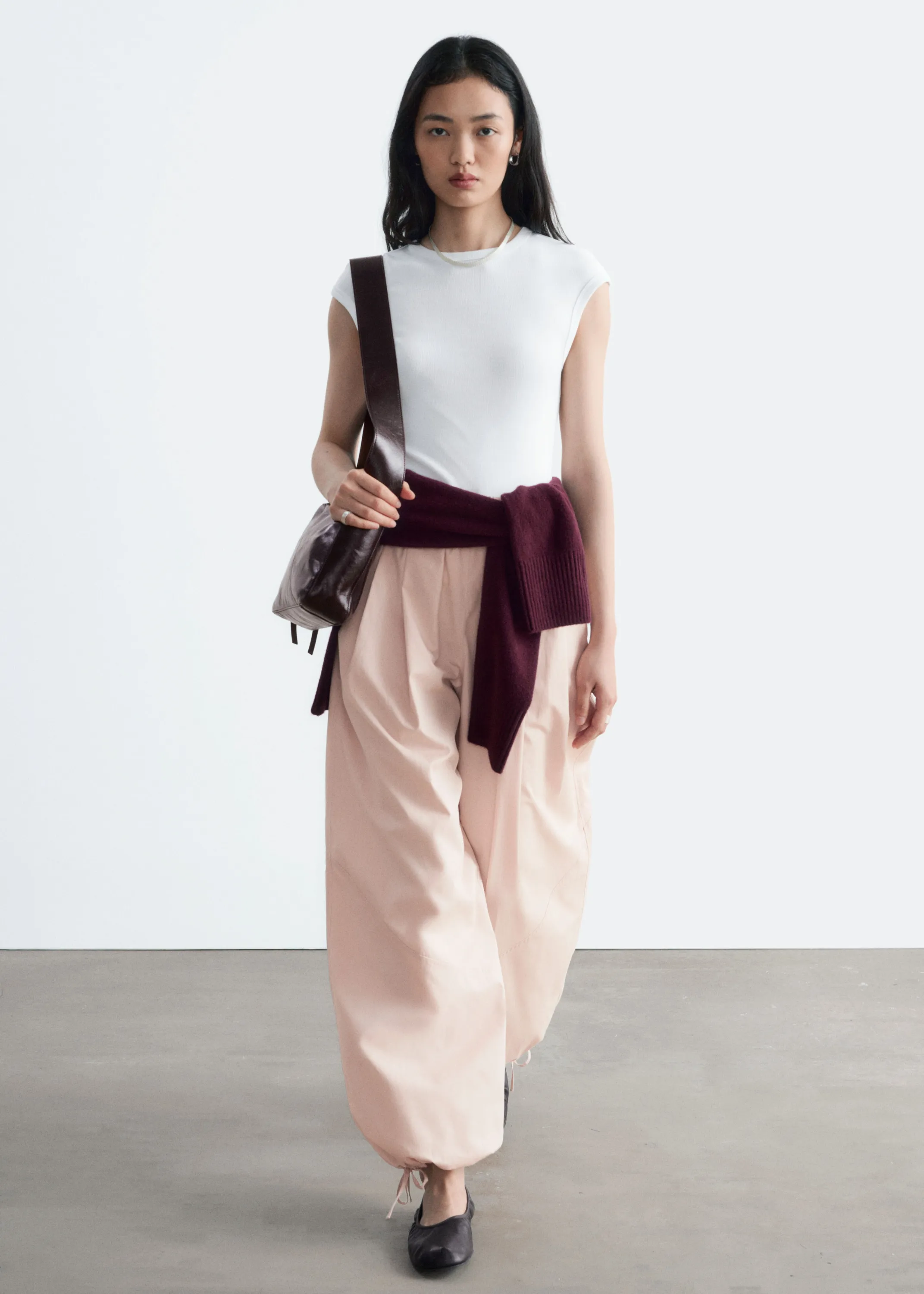 Pantalon boule en coton - Rose poudré