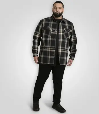 DUKE SURCHEMISE GRANDE LONGUEUR A CARREAUX Noir Gris — photo 5