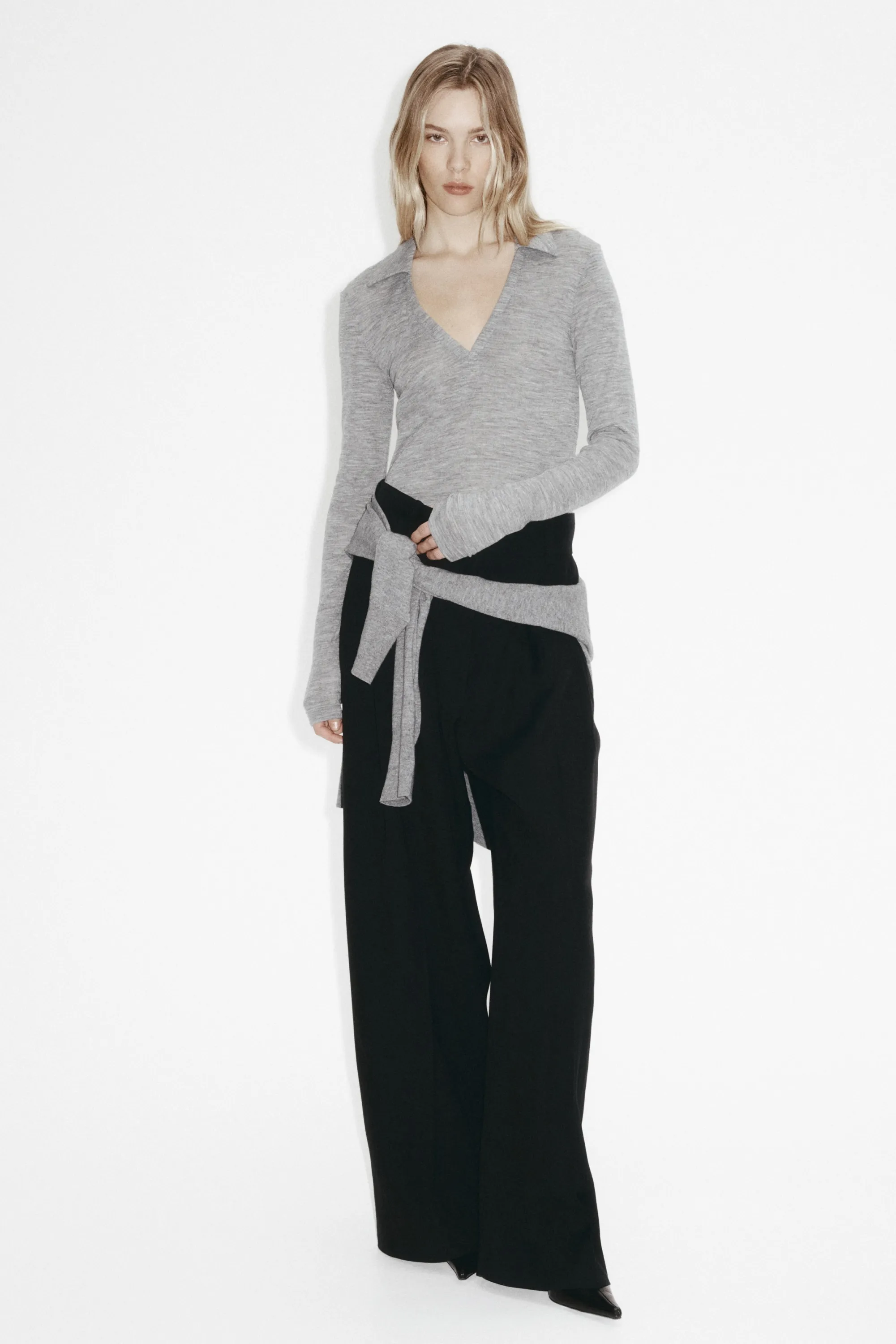 Top en jersey de laine - Gris chiné