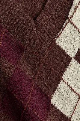Pull sans manches en maille jacquard - Marron foncé/motif argyle — photo 3