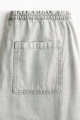 Pantalon en denim avec taille élastique - Gris clair — photo 3