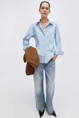 Chemise oversize - Bleu clair/rayé — photo 2