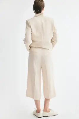 Jupe-culotte en twill avec boutons - Beige clair — photo 2